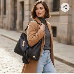 Vince Camuto Black Leather Shoulder Bag